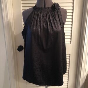 BTFBM Satin Black on Black Leopard Print Halter Top  Size L